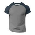 thumbnail image 4 of Big and Tall Shirts for Men Fashion Casual Color Matching Round Neck Short Sleeved T Shirt Large Tall Mens Shirts Soft T Shirt Pack for Men Plain Large Mens Medium XL, 4 of 5