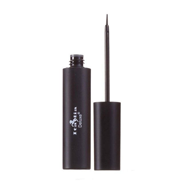 Italia-Deluxe Makeup 1 Delineador de ojos líquido clásico 201 Delineador de ojos negro mate Vitamina E + ZipBag