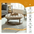 thumbnail image 5 of 36" Round Ottoman, Tina's Home Open Shelf Storage Botton Nailhead Solid Wood Leg Living Room Linen, 5 of 6