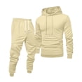 thumbnail image 2 of Resicozy Mens 2 Piece Tracksuit Fleece Hooded Sweatshirt Sweatpants Set Casual Athletic Sweatsuit Khaki XL, 2 of 6