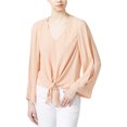 thumbnail image 1 of Blusa de punto Rachel Roy con lazo en la parte delantera naranja extragrande, 1 of 1