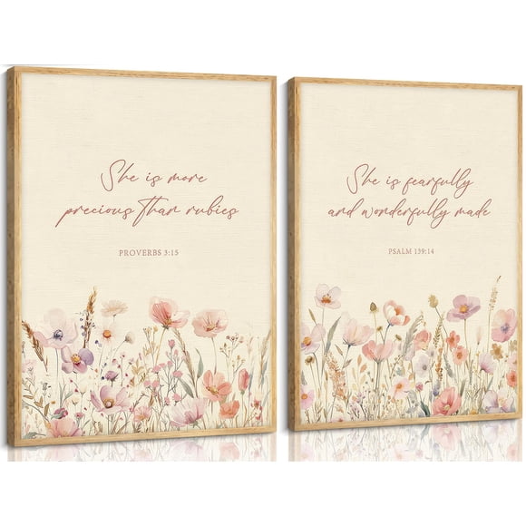 Decoración de Pared libitea 2 piezas Impresiones Florales Cristianas de la Biblia 41x30 cm