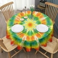 thumbnail image 3 of Colorful Rainbow Tie Dye Spiral Pattern Round Tablecloth 60"x60",Wrinkle Wipeable Table Cloth for Kitchen Dining Room Picnic Patio Party, 3 of 6