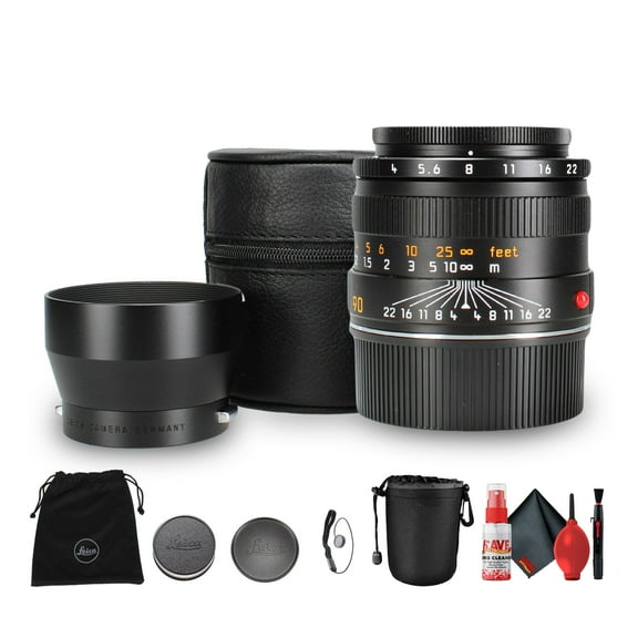 Leica Macro-Elmar-M 90mm f/4 Lens   Cleaning Kit   Lens Pouch   Cap Keeper