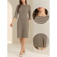 thumbnail image 2 of DARING DIVA Vintage Houndstooth 3/4 Sleeve Bodycon Dress XL Brown, 2 of 6