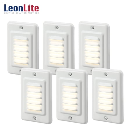 LEONLITE 6-Pack 120V LED Step Light  3000K Warm White  Indoor & Outdoor Stair Lights  Wet Location  ETL Listed