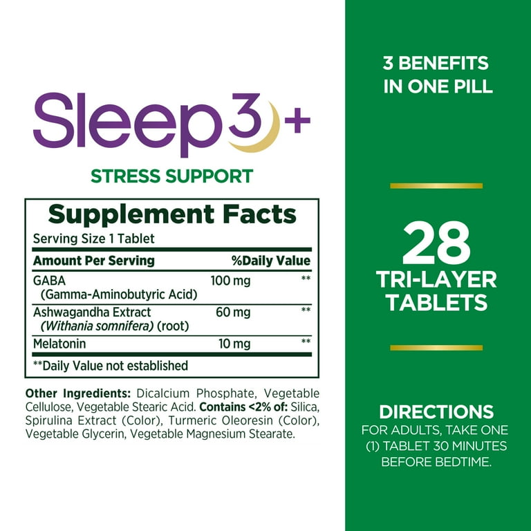 Nature's Bounty, Sleep3 Sleep Aid, 28 Ct, Melatonin Stress Support
