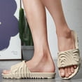 thumbnail image 3 of Platform Slippers for Women Men Cushioning Nonslip Indoor Slides Open Toe Thick Soft Sole Summer Sandals Beach Shoes Beige Size 11, 3 of 9