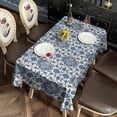 thumbnail image 6 of Blue Floral Ornament Pattern Rectangle Tablecloth 60"x120",Waterproof Polyester Rectangle Table Cloth, Wipeable Spillproof Polyester Tablecloth for Dining, Camping, Indoor and Outdoor, 6 of 6