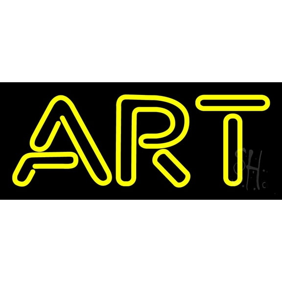Yellow Double Stroke Art LED Neon Sign 10 x 24 - inches, Clear Edge Cut Acrylic Backing, with Dimmer - Bright and Premium built indoor LED Neon Sign for art gallery, and exhibition.