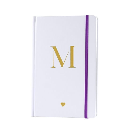 Libreta de Notas con Iniciales LuckyLy, Notebook Pasta Dura de Piel Vegana, Letras A-Z dorado 152 páginas