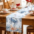 thumbnail image 5 of Crab Coastal Table Runner 70 Inches, Summer Beach Blue Ombre Coral Starfish Bed Runner Dresser Scarves Tabletop for Indoor Outdoor Parties/Ceremony/Banquet, 13" x 70", 5 of 9