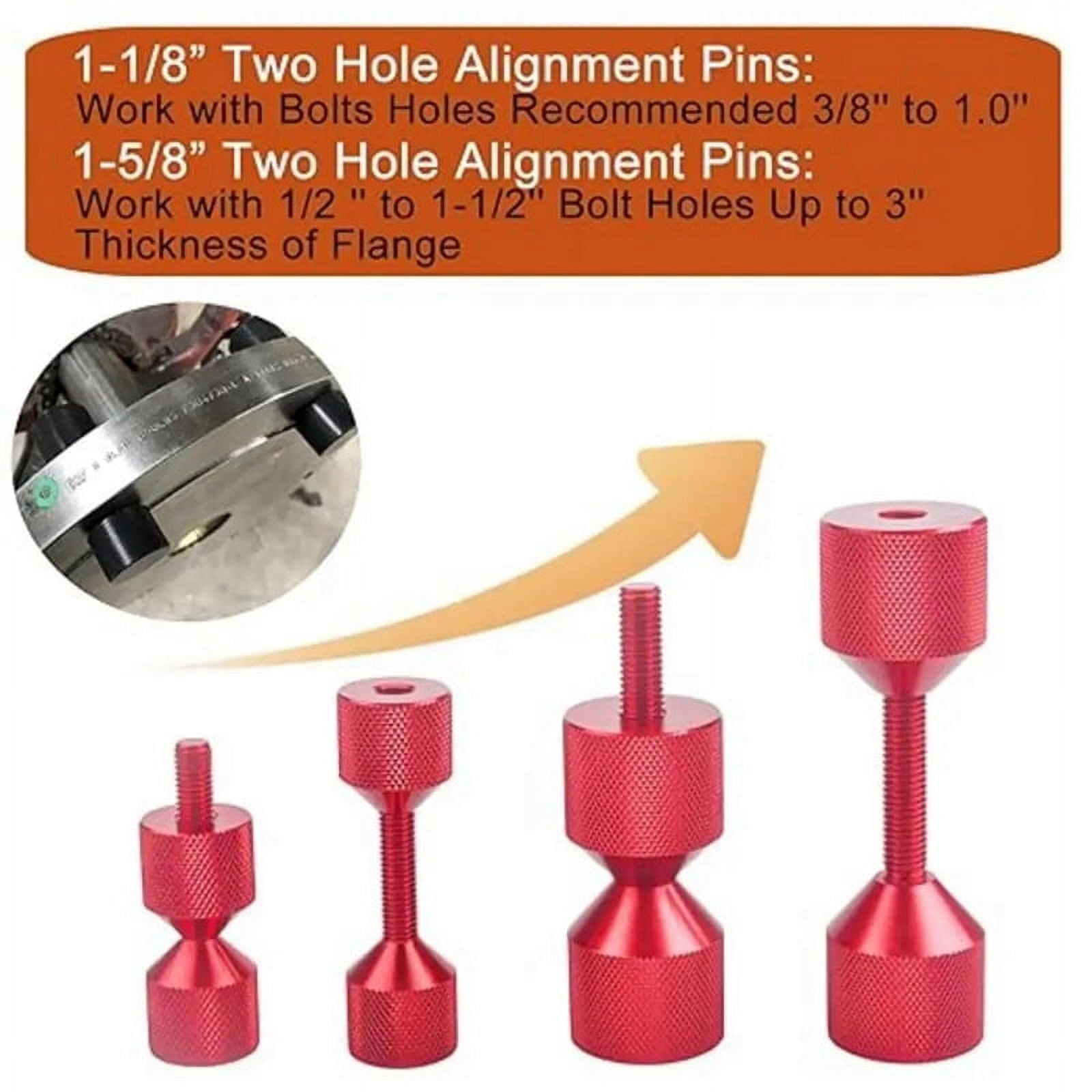 4 Pcs Aluminium Flange Two Hole Pins 1-1/8 Inch Two Hole Alignment Pins & 1-5/8 Inch Detachable Flange Red