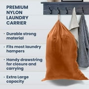 Maypes Heavy-Duty Nylon Laundry Bags with Carrying Strap, Dirty Clothes Hamper, Camel, 29x40