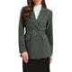 thumbnail image 2 of Blazer de trabajo INSPIRE CHIC para mujeres, de manga larga, con cuello, elegante y casual, chaqueta de traje con cinturón, L, gris oscuro, 2 of 6