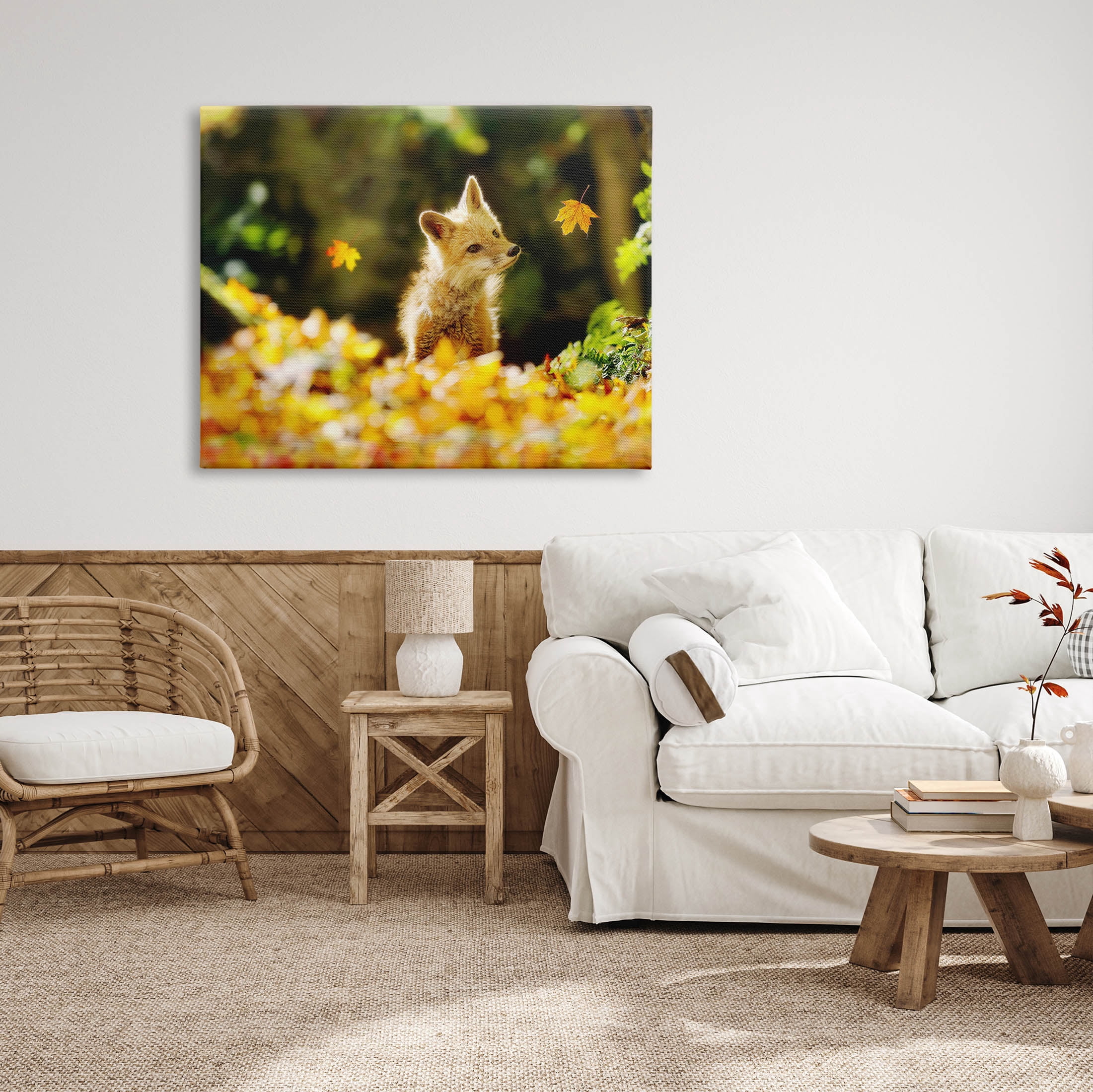 Stupell Industries Fox Watching Autumn Leaves Photograph Gallery Wrapped Canvas Print Wall Art, Design by Carrie Ann Grippo-Pike