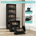 thumbnail image 4 of Black, 24" Side Wide Folding Storage Cabinet ,5 Tiers,23.62"×13.78"×59.84",Collapsible Storage Bins with Magnetic Door, Plastic Storage Cabinet with Wheels, 4 of 16