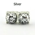 thumbnail image 4 of Bright Silver Plated Rainbow Glitter Stud Earrings New York Glitter Square Studs, 4 of 9