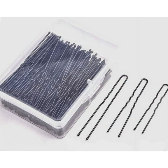 200 PCS Hair Pins for Buns, 7 CM / 2.76 Inch U-Shaped Waved Hair Pins Long Bobby Black Bun Pin Grips with Storage Box for Women Lady Girls All Make-up Styling Types Accessories (Black)