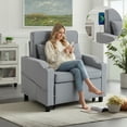 thumbnail image 5 of Sleeper Chair,Single Armchair Sofa with Pillow,Adjustable Backrest Recliner Sofa Modern Pull Out Couch Bed with USB Port Cup Holder Side Pocket,Grey, 5 of 8