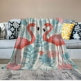 thumbnail image 2 of FUMJ  Blanket Comfort Warmth Soft Cozy Air Conditioning Easy Care Machine Wash Pink Floral Flamingo, 2 of 6