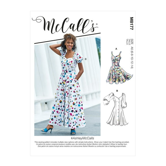 McCall's Sewing Pattern 8177 - Misses' Dresses & Belt, Size: F5 (16-18-20-22-24)