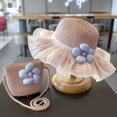 thumbnail image 2 of Tigivemen Wide Brim Flower Sun Hat for Toddler Baby Girls with Purse Tea Party Straw Buacket Hats and Crossbody Shoulder Bag Pink Size One Size, 2 of 4