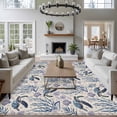 thumbnail image 4 of Summer Ocean Washable Living Room Rugs 5'x8', Turtle Starfish Coral Shell Linen Background Low Pile Throw Large Area Rug Non-Slip Sturdy Edge Binding Carpet for Living Room Kitchen Office, 4 of 9