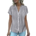 thumbnail image 1 of Camisa de Manga Corta con Cuello en V para las Mujeres, Blusa de Verano Elegante Y de Moda en Poliéster Suave Ligero, 1 of 6