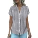 thumbnail image 1 of Camisa de Manga Corta con Cuello en V para las Mujeres, Blusa de Verano Elegante Y de Moda en Poliéster Suave Ligero, 1 of 6
