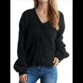 thumbnail image 1 of Suéter Tipo Cárdigan con Botones para Mujer, de Otoño, Holgado e Informal, de Punto Negro L, 1 of 7