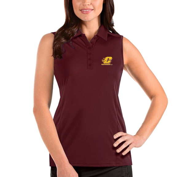 Women's Antigua Maroon Cent. Michigan Chippewas Tribute Sleeveless Polo