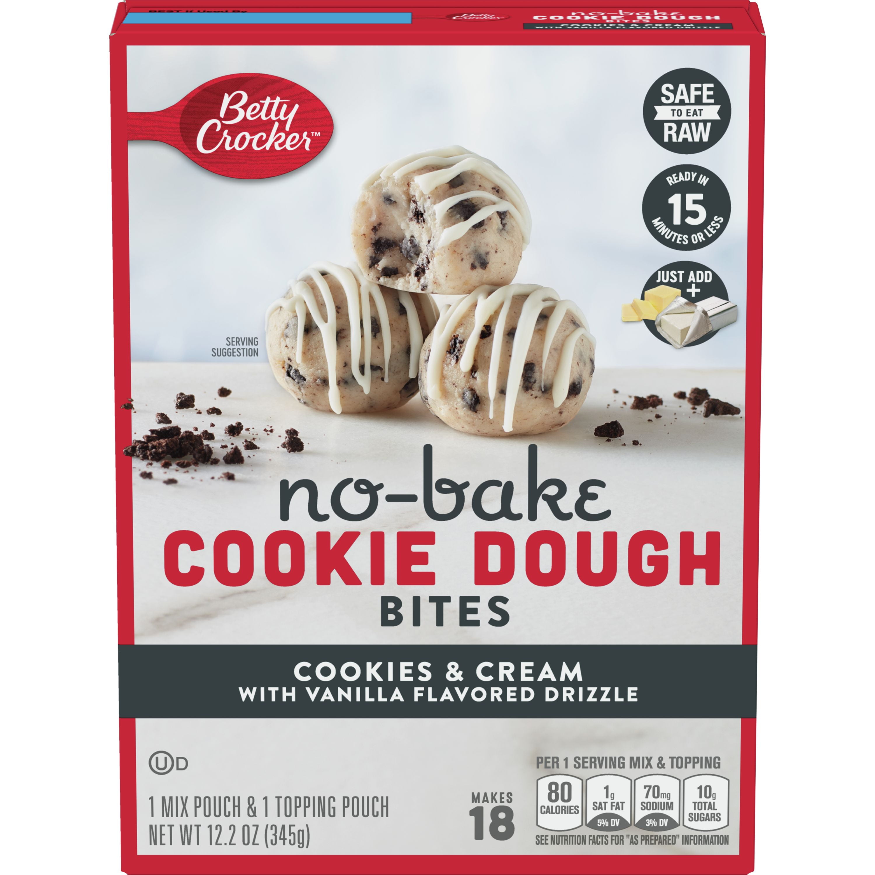 Betty Crocker Cookies & Cream No Bake Cookie Dough Bites 12.2 Oz