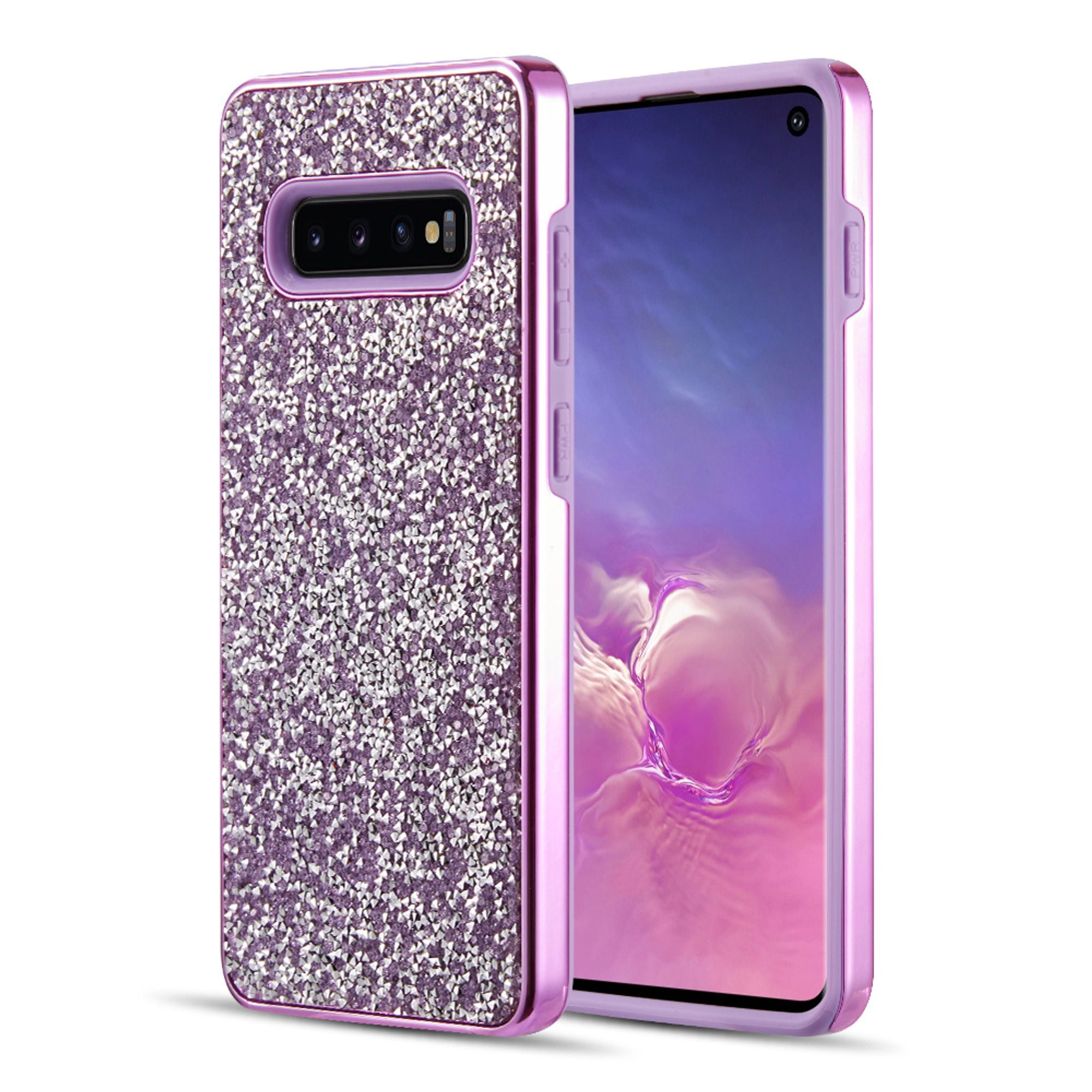 For Samsung Galaxy S10 Case by Insten Electroplated Frame Hard Snapin Rhinestone Diamond Bling