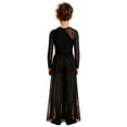 thumbnail image 5 of Aislor Boys Lyrical Outfit Long Sleeve V Neck Back Zipper Leotard with Mesh Split Pants Modern Dance Set for Recital Black 10, 5 of 7