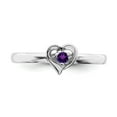 thumbnail image 4 of White Sterling Silver Ring Band Stackable Amethyst Round Purple, 4 of 5