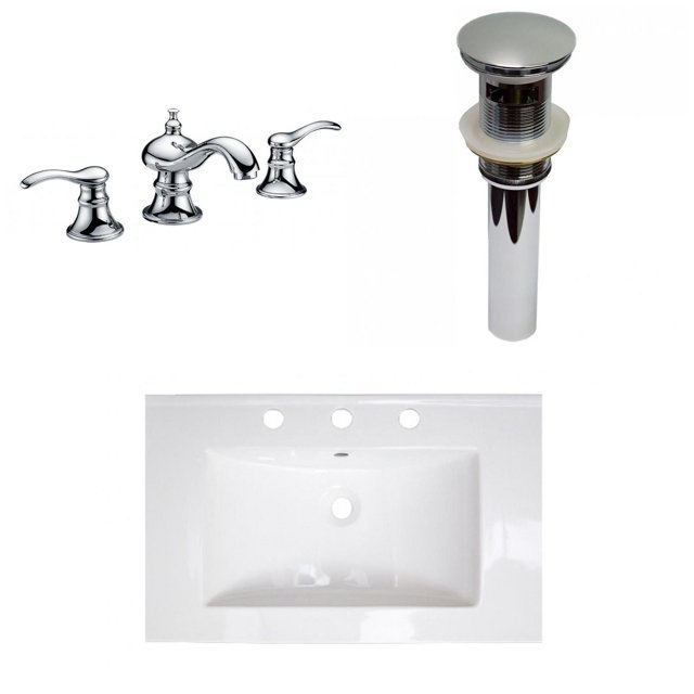 American Imaginations 24-in. W 3H8-in. Ceramic Top Set In White Color - Overflow Drain Incl. AI-33267