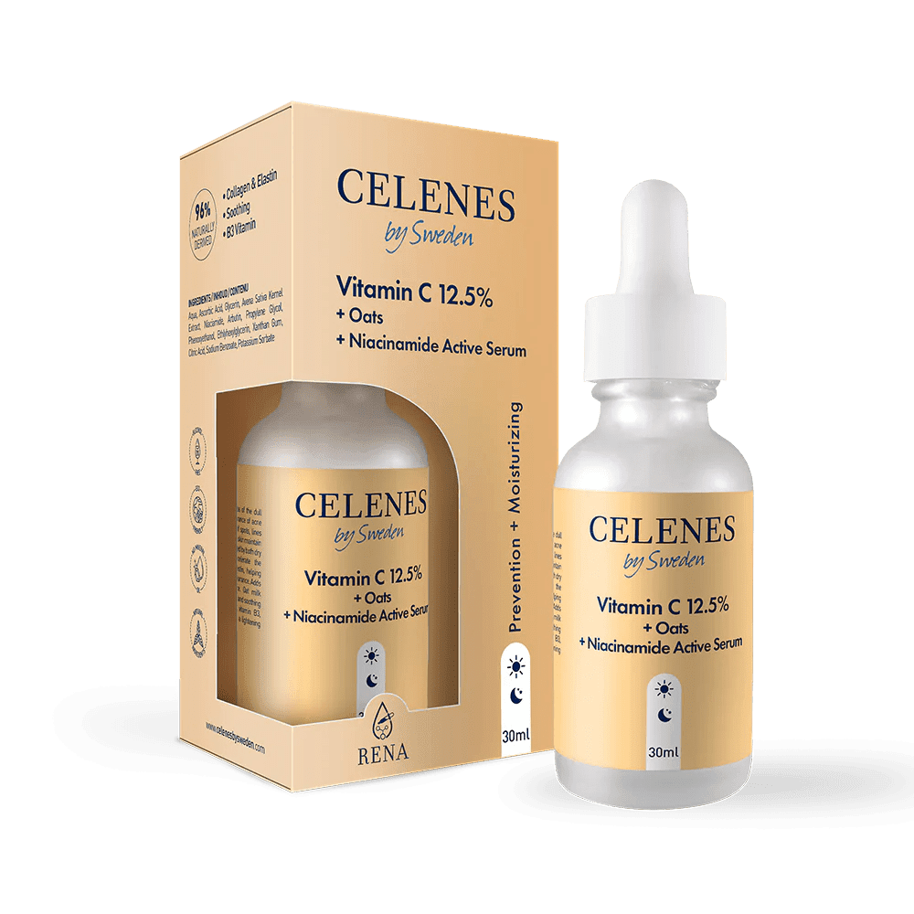 Celenes by Sweden Rena Vitamin C 12.5% + Oats + Niacinamide Active Serum 30 ml -3 Pack