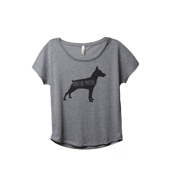 Thread Tank Miniature Pinscher Dog Silhouette Women's Relaxed Slouchy Dolman T-Shirt Tee Heather Grey Small