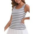 thumbnail image 4 of INSPIRE CHIC Women's Buckled Straps Breastfeeding Maternity Tank Top U-Neck with Padded Loose Fit Longline Striped Vest M Black, 4 of 6