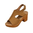 thumbnail image 2 of Samdudou Women Thick Sole Sandals Open Toe Wedge Heel Sandals Summer Casual Dressy Slingback Chunky Block Heel Slide Shoes Outdoor Walking Vacation Beach Daily Wear, 2 of 9