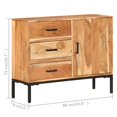 thumbnail image 2 of vidaXL Sideboard 88x30x73 cm Solid Acacia Wood, 2 of 5