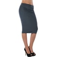 thumbnail image 5 of ToBeInStyle Women's Premium Cotton-Blend Basic Knee Skirt - Ash Grey - S, 5 of 7