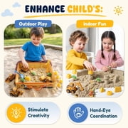 Billeeit Sand Construction Kit with 2.2lbs Play Sand for Kids Ages 3+, 15x15 in Large Sandbox, 4 Press to Go Trucks & DIY Stickers, Castle Molds, 32PCS Total Accessories, Creative Sand Play Set