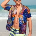 thumbnail image 5 of Lsque Rooster Oil Painting pattern Hawaiian Shirt for Men, Unisex Summer Beach Casual Short Sleeve Button Down Shirts-Medium, 5 of 9