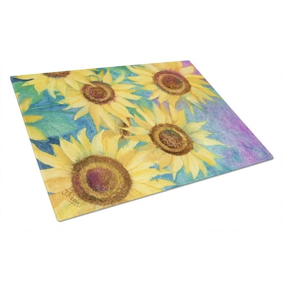Sunflowers and Purple Glass Cutting Board Large