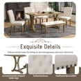 thumbnail image 5 of EUROCO  60"  6-Piece Dining Table Set,Dining Room Set with Table,Bench and  4 Cushioned Chairs,Solid Wood Rectangular Table and Chair Set, Kitchen Table Set, 5 of 10
