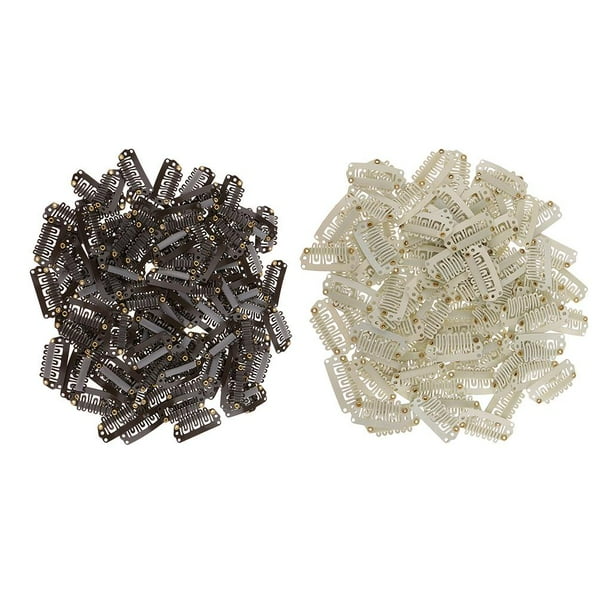 200 unids / set café beige, clips de metal de 2,8 cm, para extensiones de cabello de plumas, pelucas, tramas, postizos, pinzas para el cabello Macarena Clips de extensión de cabello