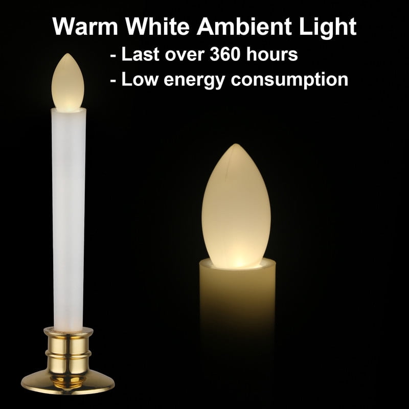 2Pack Flameless Taper Candles Battery Operated with Remote Timer, Flickering LED Window Candles for Christmas Wedding Home Decor (Silver)