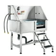 thumbnail image 1 of KFFKFF 38" Canine Hygiene Facility w/ Incline, Expert Grade Stainless Steel Canine Care Basin w/ Storage Compartment, Ground Grid, Tap, Canine Bath for Large, Medium, Small Companions, Cleaning Basin, 1 of 9